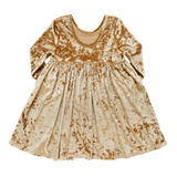 Girls Steph Dress || Crushed Gold Velvet