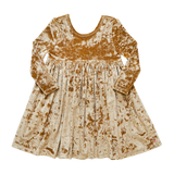 Girls Steph Dress || Crushed Gold Velvet