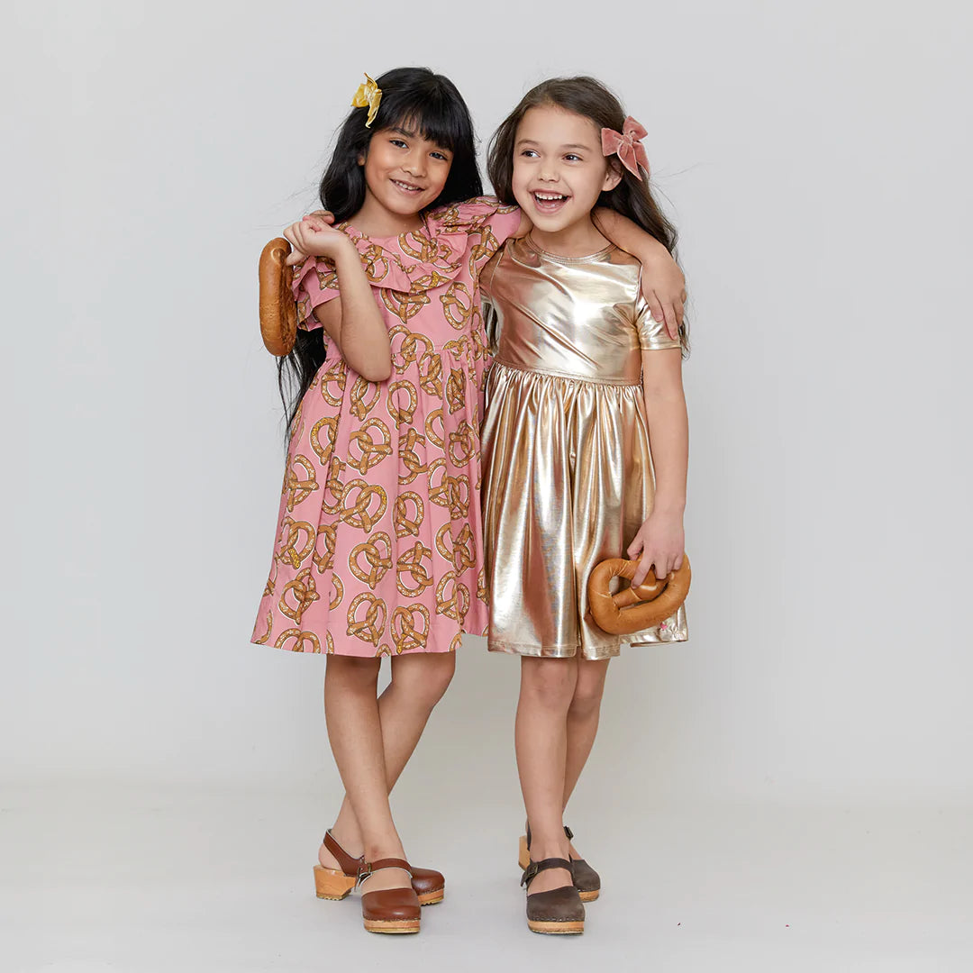 Girls Steph Dress || Gold Lame Lyon and Pearle Girls Steph Dress || Gold Lame Lyon and Pearle